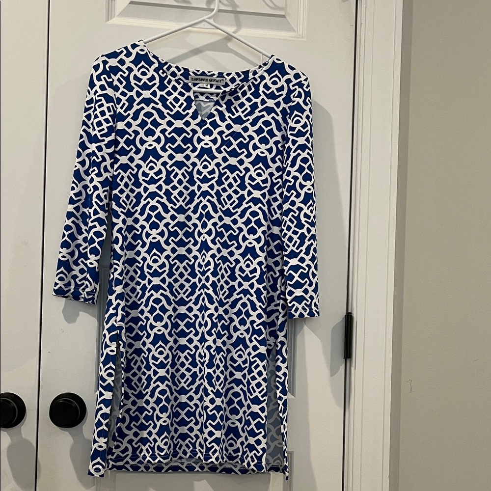 Blue and White Patterned Dress
